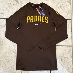 New Nike Dri-FIT MLB San Diego Padres Crewneck Sweatshirt Brown Men’s Size Small